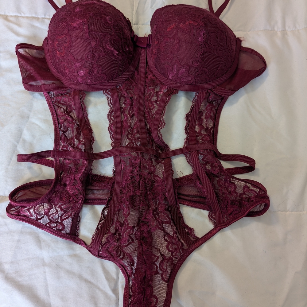 Body Rage Burgundy Lace Bodysuit